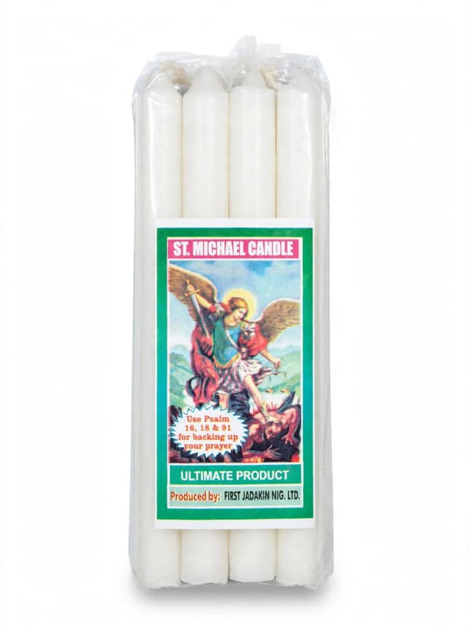 Small white candle — product packaging view